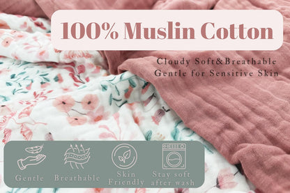 6-Layer Muslin Hooded Baby Bath Towel 2 Packs 35x35 inch