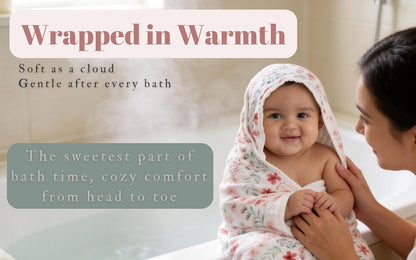 6-Layer Muslin Hooded Baby Bath Towel 2 Packs 35x35 inch
