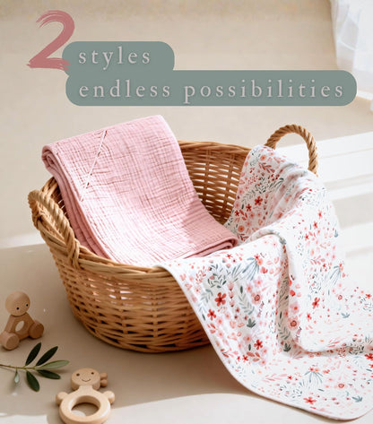 6-Layer Muslin Hooded Baby Bath Towel 2 Packs 35x35 inch