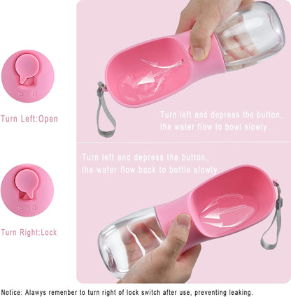 Dog Water Bottle Portable with Food Container & Filter for Travel