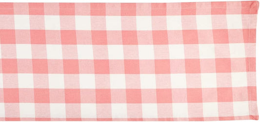 Buffalo Check Collection, Classic Farmhouse Table Runner, 14x72, Pink & White