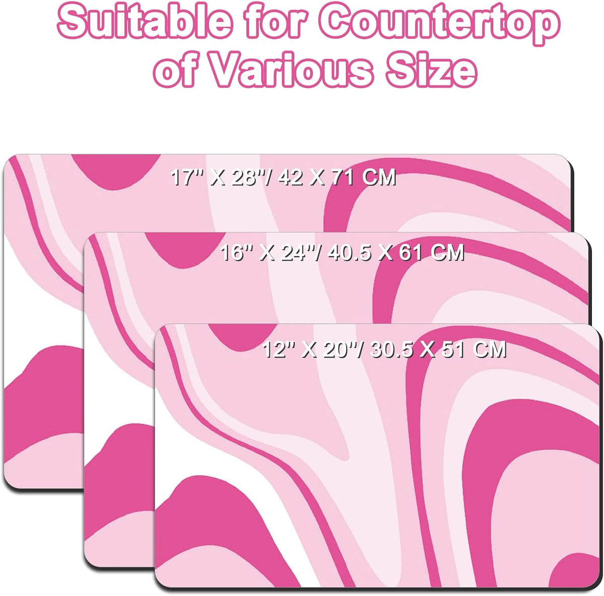 Absorbent Dish Drying Mat for Kitchen Counter, 17" X 28” Coffee Bar Mat for Espresso Machine, Quick Dry Aesthetic Drying Pad, Non-Slip Waterproof Countertop Protector for Coffee Maker, Pink Abstract