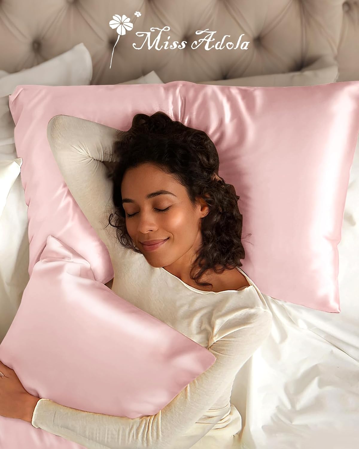 Silk Pillowcase 2 Pack - Pillow Cases Queen Set of 2 Size 20" x 30" for Hair and Skin Smooth Soft Breathable with Hidden Zipper Cooling Pillow Covers for Sleeping Women, Coral