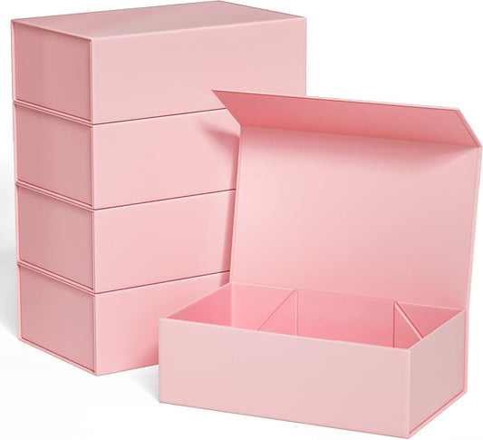 Pink Gift Boxes 12" x 6" x 4" with Magnetic Closure Lid Gift Boxe for Presents,Bridesmaid Gifts Box,Cute Boxe,Birthday Gift box,Luxury for Gift Packaging, Magnetic Gift Boxes for Wrapping Gifts (Pink/5PCS)