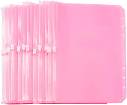 Pink A5 Binder Pockets 12pcs Zipper Cash Envelopes