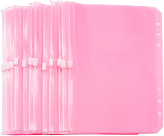 Pink A5 Binder Pockets 12pcs Zipper Cash Envelopes