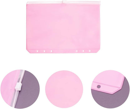 Pink A5 Binder Pockets 12pcs Zipper Cash Envelopes