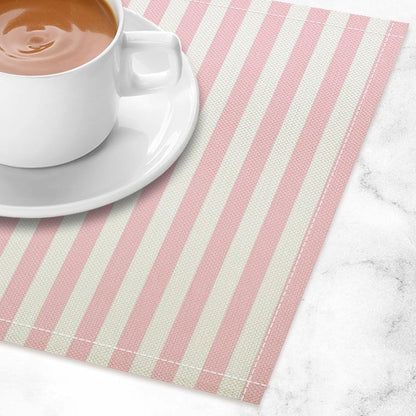 Pink and White Striped Placemats Set of 6,Modern Farmhouse Vertical Striped Geometric Pattern Placemats Table Mat for Home Dining Table Kitchen Party Decor 12x18in 6PCS