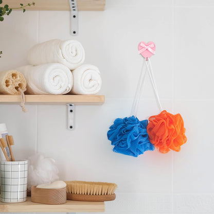 12 Pcs Pink Heart Bow Wall Hooks Adhesive for Dorm Bedroom