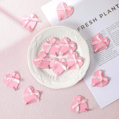 12 Pcs Pink Heart Bow Wall Hooks Adhesive for Dorm Bedroom