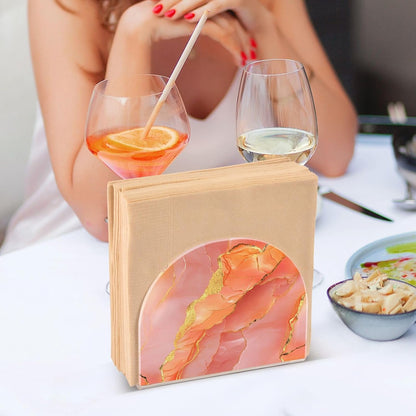 Acrylic Napkin Holder 1 Pack Holds 50-60 Napkins One-Piecing Molding Napkin Fit Kitchen & Dining Table Sturdy & durables Marble Peach Gold