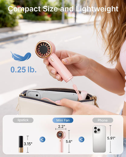 Portable Handheld Fan, Mini Rechargeable Personal Hand Fan