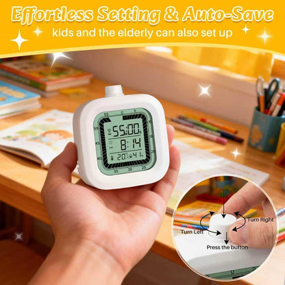 4 in 1 Visual Digital Visual Timer Battery Operation Alarm Clock with Humidity Temperature Monitor Magnetic Wall Mount Kitchen Study Timer for Classroom Office Bedroom Pink