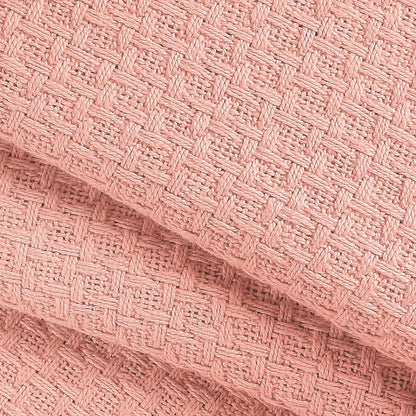 100% Cotton Bed Blanket, Breathable Bed Blanket Full Queen Size, Cotton Thermal Blankets Full Queen, Perfect for Layering Any Bed for All Season, Peach
