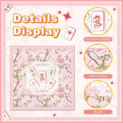 30 Pcs Mahjong Napkins Cocktail Party Supplies, Paper, Pink Flowers