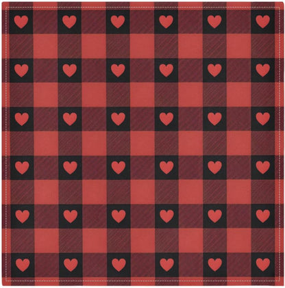 Valentines Cloth Napkins Set of 6, Red Buffalo Check Love Heart Square Premium Polyester Table Linen 20 Inch Napkins for Dinner Parties