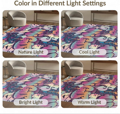 5'x7' Washable Modern Abstract Area Rug, Pink Flatwoven Floor Covering Non-Slip Chair-Friendly Carpet for Dining Room, Under Table, Home Office | Ref:2090285