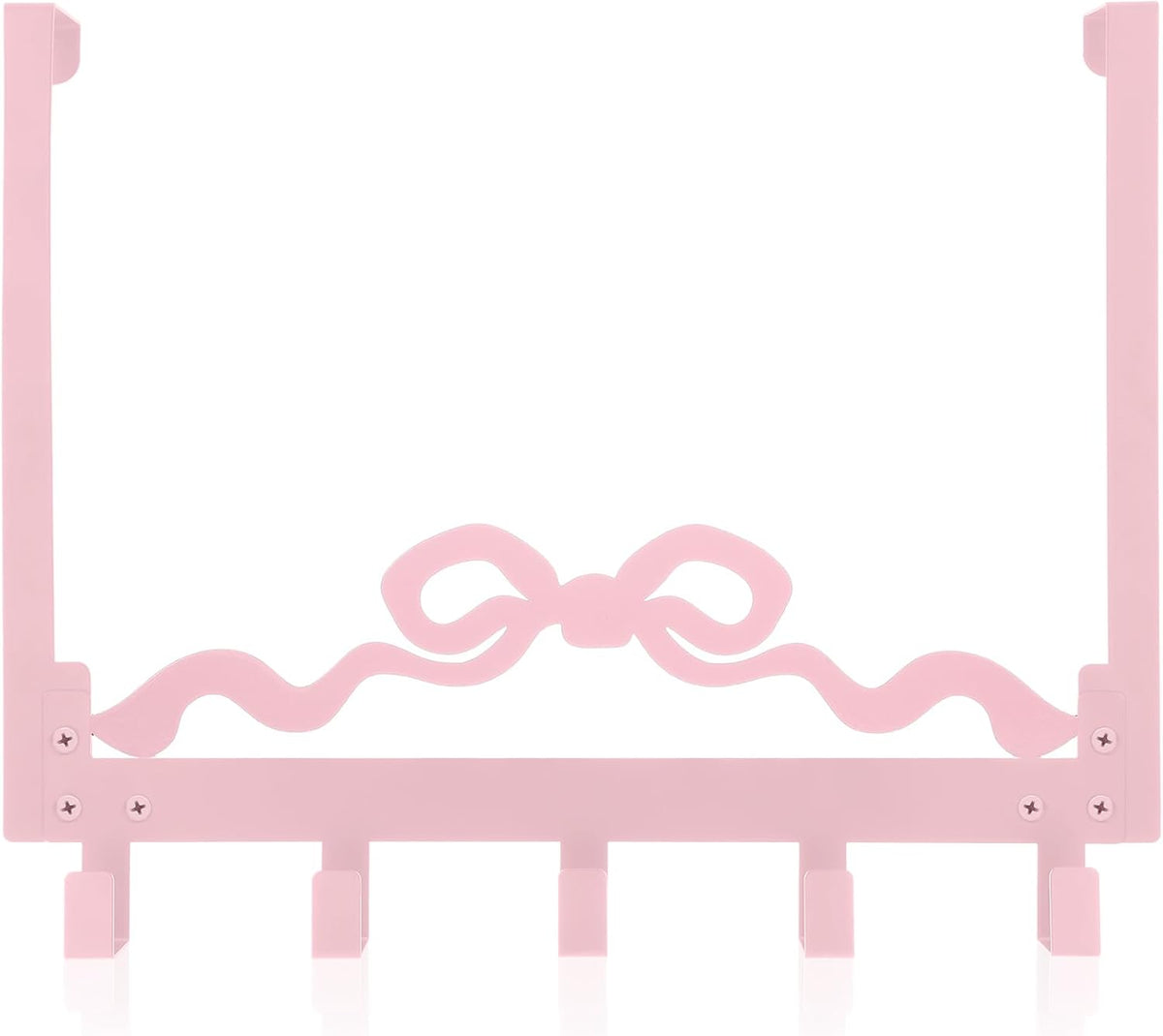 Cute Pink Bow Over Door Towel Rack 5 Hooks
