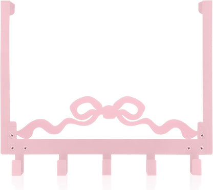 Cute Pink Bow Over Door Towel Rack 5 Hooks