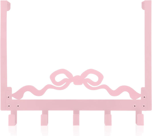 Cute Pink Bow Over Door Towel Rack 5 Hooks