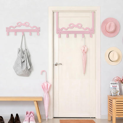 Cute Pink Bow Over Door Towel Rack 5 Hooks
