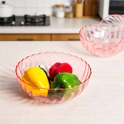Acrylic Salad Mixing Bowls Party Snack Bowls Serving Bowls for Candy Dessert Chips Fruits-Pink-3 PCS
