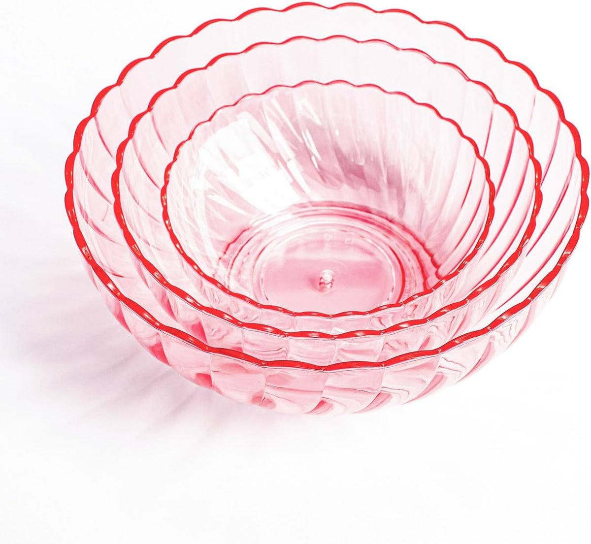 Acrylic Salad Mixing Bowls Party Snack Bowls Serving Bowls for Candy Dessert Chips Fruits-Pink-3 PCS