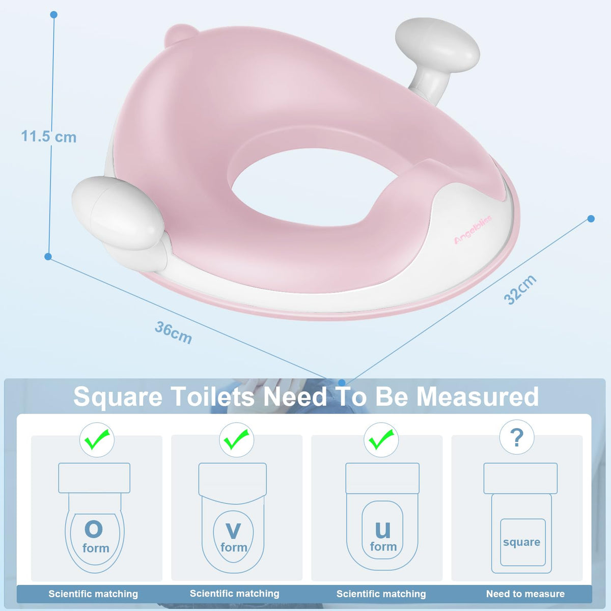Potty Training Toilet Seat with Cushion, Handles, Splash Guard