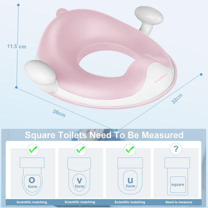 Potty Training Toilet Seat with Cushion, Handles, Splash Guard