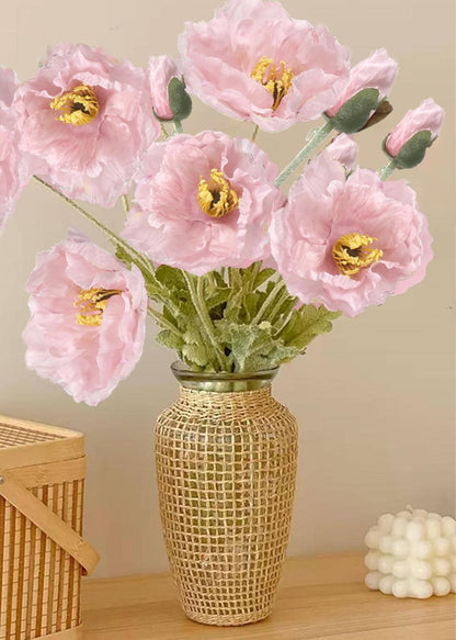 Poppy Flowers Artificial,6PCS Pink Silk Poppies 35.43in Fake Long Stem Flowers for Tall Vase Wedding Party Home Decor(Light Pink)