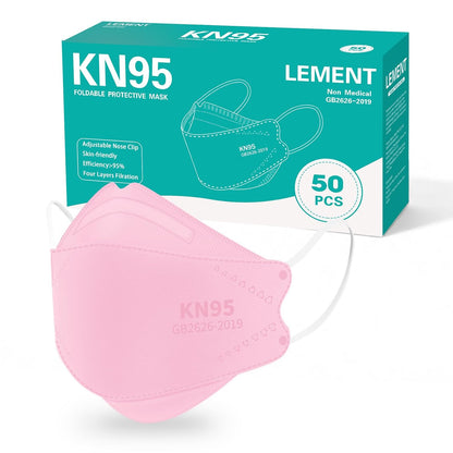 KN95 Face Masks,50 Pack Breathable Dust Safety Mask For Adult, Pink