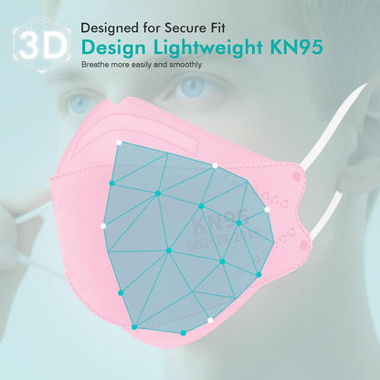 KN95 Face Masks,50 Pack Breathable Dust Safety Mask For Adult, Pink