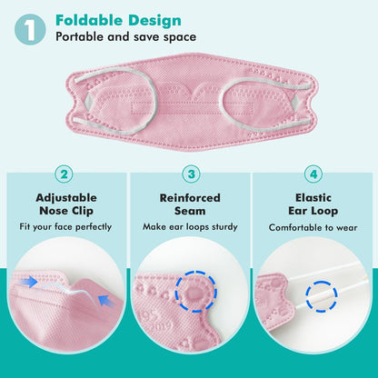 KN95 Face Masks,50 Pack Breathable Dust Safety Mask For Adult, Pink
