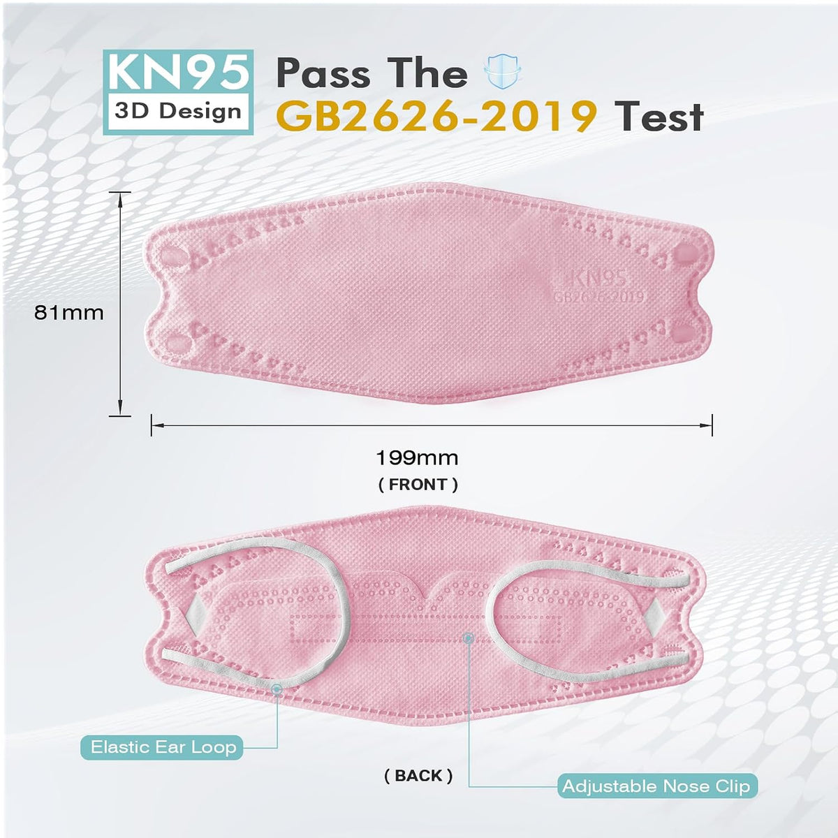 KN95 Face Masks,50 Pack Breathable Dust Safety Mask For Adult, Pink