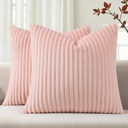 Simmore Fall Soft Pink Flannel Throw Pillow Covers 18X18 Set of 2