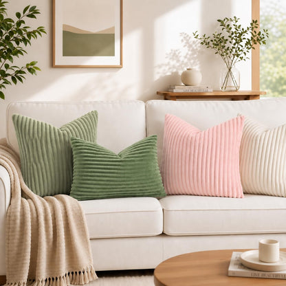 Simmore Fall Soft Pink Flannel Throw Pillow Covers 18X18 Set of 2