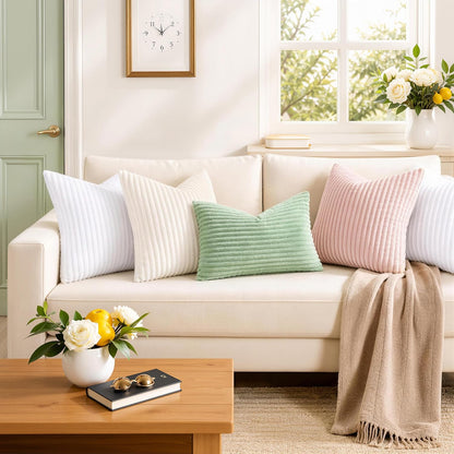 Simmore Fall Soft Pink Flannel Throw Pillow Covers 18X18 Set of 2