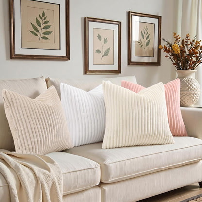 Simmore Fall Soft Pink Flannel Throw Pillow Covers 18X18 Set of 2