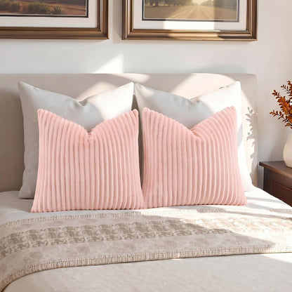 Simmore Fall Soft Pink Flannel Throw Pillow Covers 18X18 Set of 2