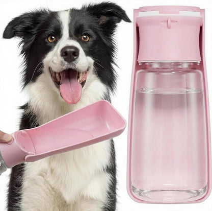 Portable Dog Water Bottle for Walking – 19oz / 12oz Foldable Pet Water Dispenser for Puppies, Medium & Large Dogs – Leak Proof Travel Water Bowl for Small Animals Dog Accessories(12OZ Pink)
