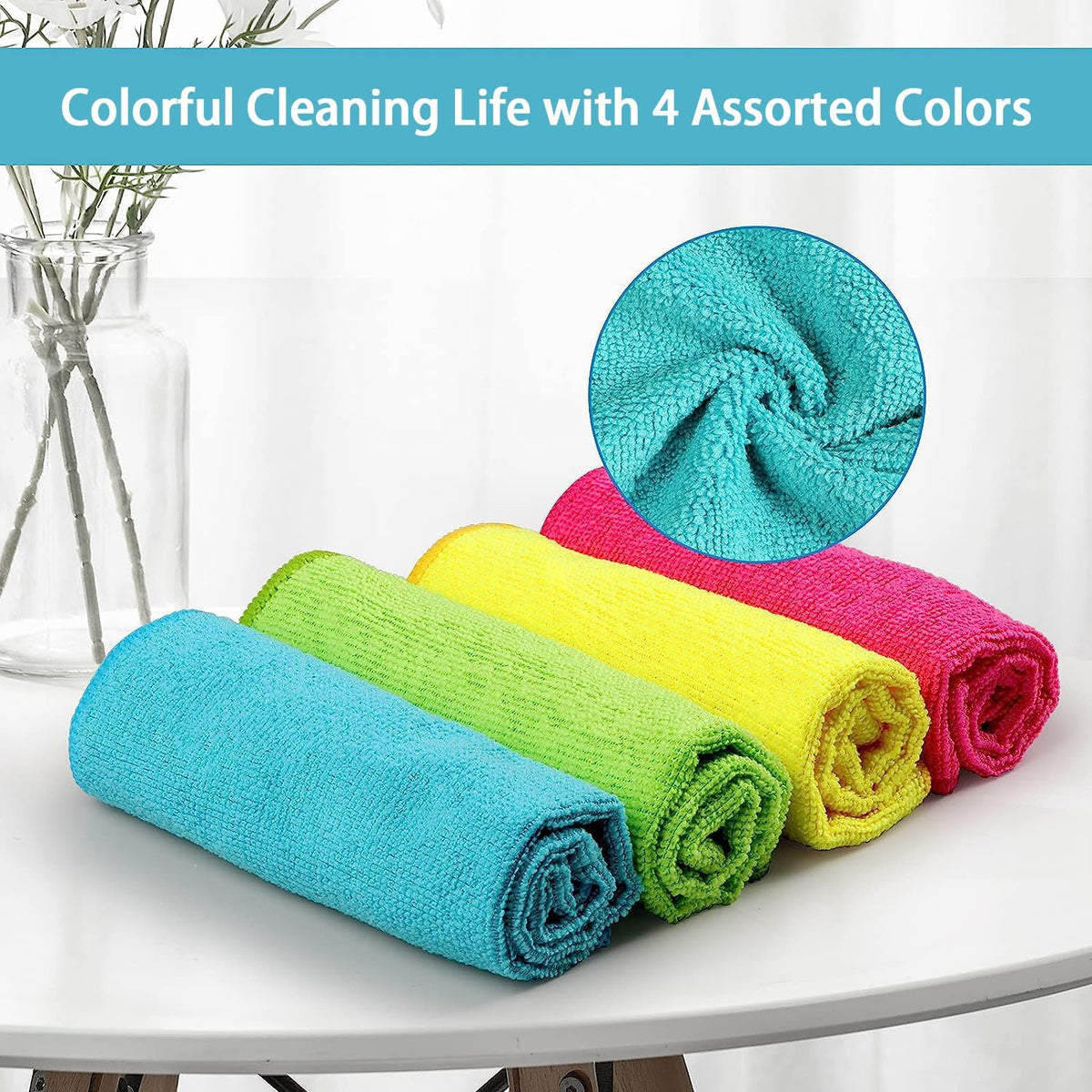 8PK Microfiber Cleaning Cloth, Cleaning Rags for Home, 11.5x11.5in