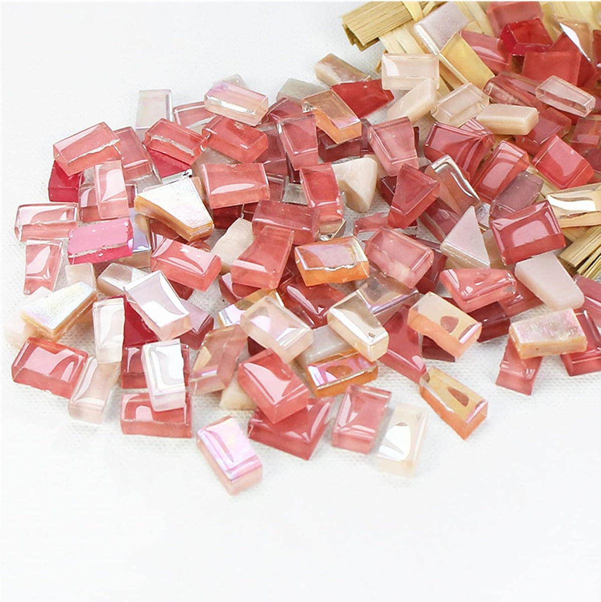 1.1lb Irregular Crystal Mosaic Tiles,Small Mosaic Tile DIY Hobbies Children Handmade Crystal Craft for Crafts Bulk DIY Picture Frames Handmade Jewelry Coaster (Pink Series)