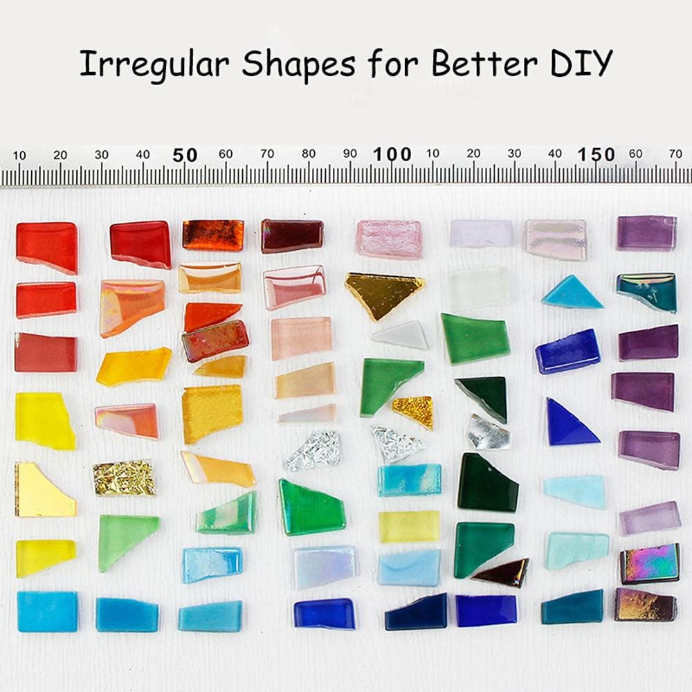 1.1lb Irregular Crystal Mosaic Tiles,Small Mosaic Tile DIY Hobbies Children Handmade Crystal Craft for Crafts Bulk DIY Picture Frames Handmade Jewelry Coaster (Pink Series)