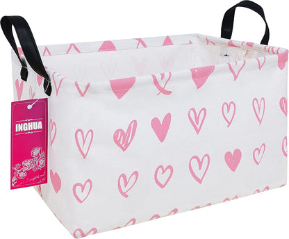 Rectangular Pink heart Storage Basket