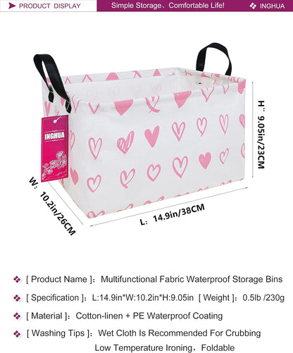 Rectangular Pink heart Storage Basket