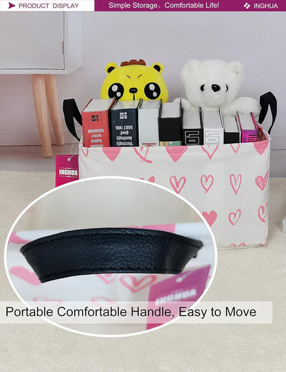 Rectangular Pink heart Storage Basket