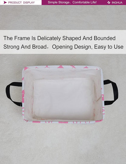 Rectangular Pink heart Storage Basket