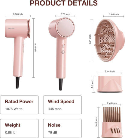 Hair Dryer, 110,000 RPM High-Speed Brushless Motor for Fast Drying