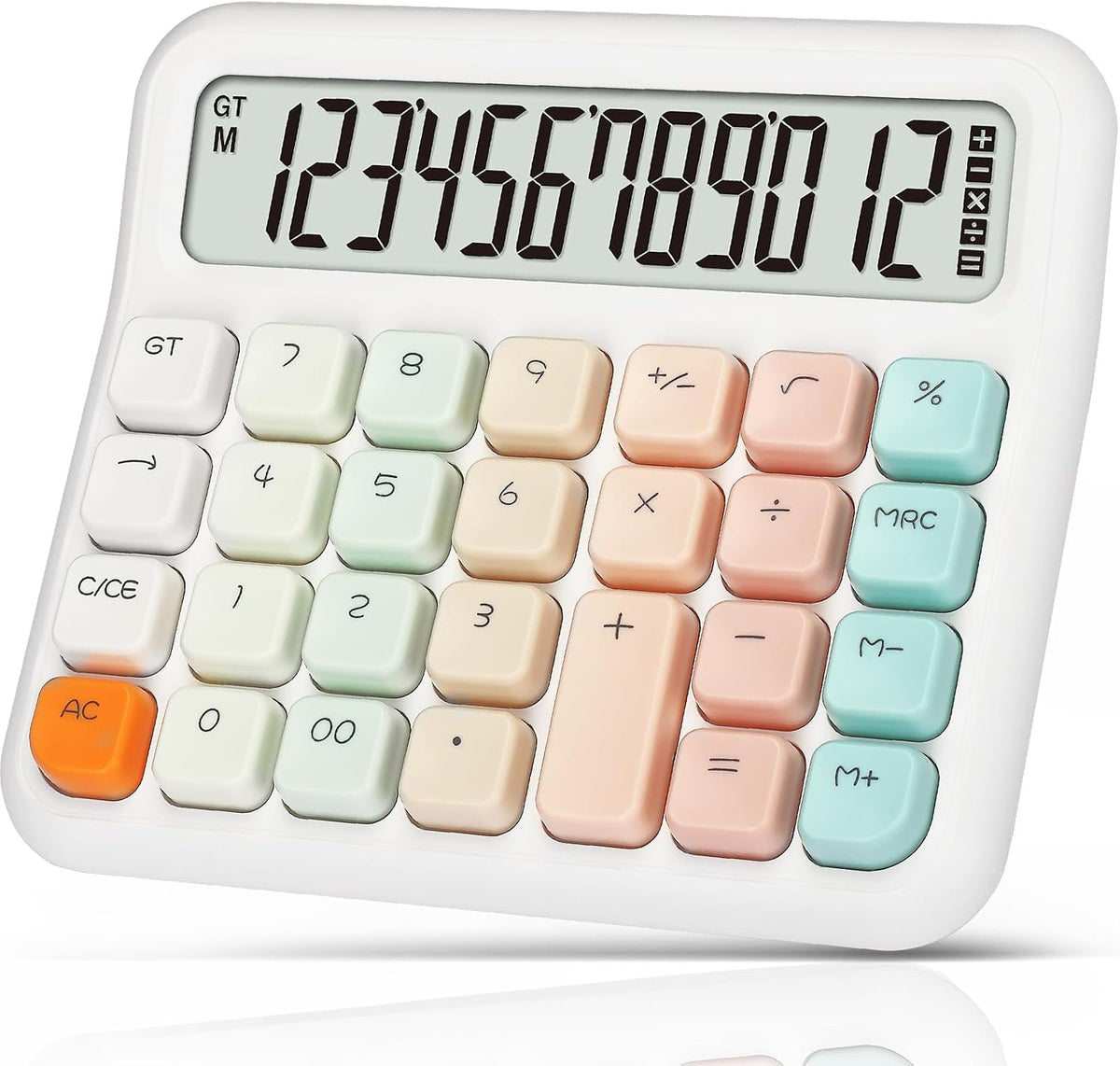 Cute Calculator for Desk, 12-Digit LCD, Typewriter-Style Keys