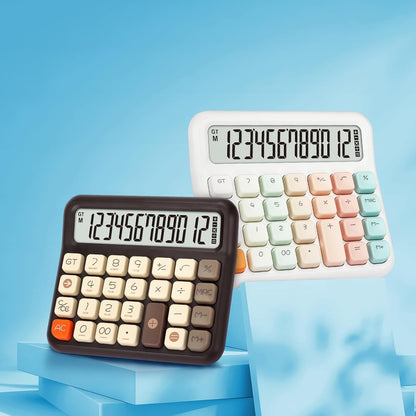 Cute Calculator for Desk, 12-Digit LCD, Typewriter-Style Keys